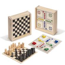 Ξύλινα Παιχνίδι Ντάμα-Σκάκι-Γκρινιάρης 12,5εκ.