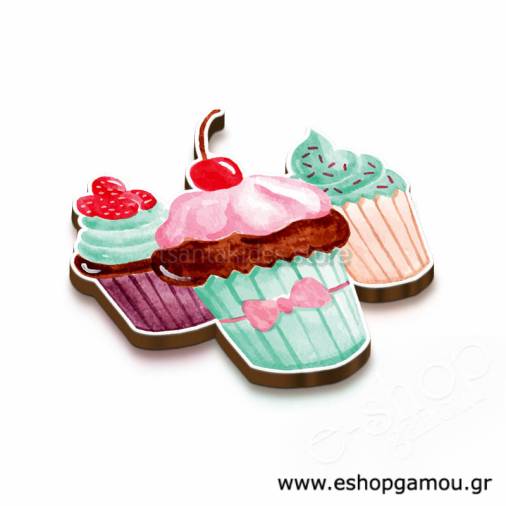 Ξύλινο Στολίδι Cupcake 6,5εκ.