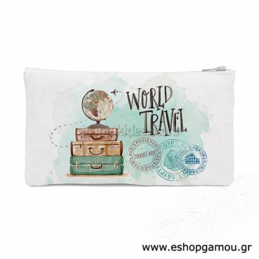 Πορτοφολάκι με Τύπωμα World Travel 14Χ9εκ.